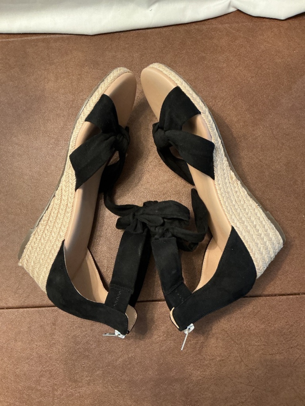 Sz 11 Women’s Sandals Espadrille Suede Upper Memory Foam Black Euro-Summer Shoe - Picture 9 of 12